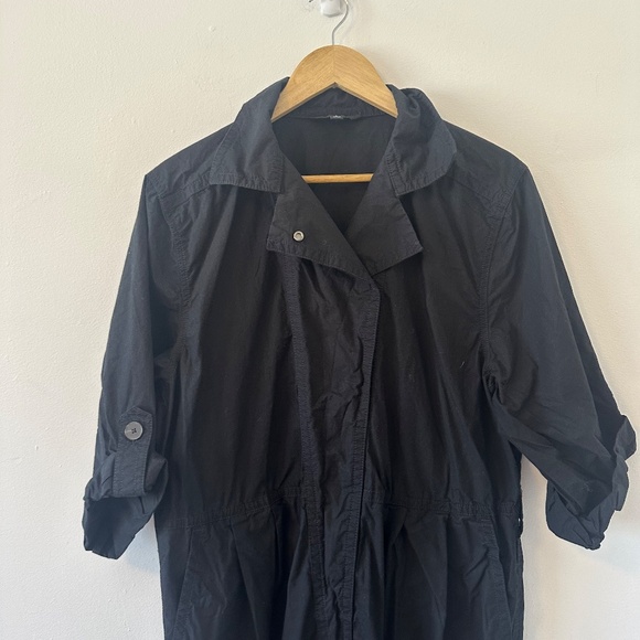 Banana Republic Black Cotton Poplin Snap Front Jumpsuit | Size Large - Picture 2 of 5